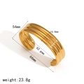 Polished 18k gold triple-layered wavy stainless steel open cuff bracelet for women - Wave Textured Cuff Bracelet (TB7133)