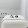 Oval cut moissanite stud earrings in silver four-prong setting on white leather box - A Pair Of White Diamond Led-135