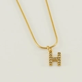 Gold H letter pendant necklace with zircon stones and a sleek snake chain for women - Gold Letter H (With Chain)
