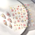 5D embossed floral nail art stickers in macaron colors with rose designs for summer - Colorful Miniature Floral Style (FEB-831)