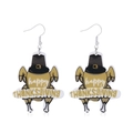 Close-up of turkey earrings with Happy Thanksgiving text on white background - Magic Drumstick Turkey
