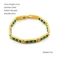 18K gold plated stainless steel beaded bracelet with black and green accents 21cm - Gold Bracelet - Black + Green