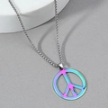 Collana con pendente segno di pace sfumato arcobaleno in acciaio inossidabile per uomo e donna - Colorato