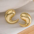 Minimalist gold teardrop geometric earrings with a polished finish and zircon accents - Waterdrop Studs / Gold