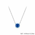 Collier en argent sterling S925 avec pendentif saphir bleu rond 6mm et serti 4 griffes - Pendentif Pierre Précieuse Bleu-Violet 6MM (RHN2165)
