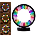 Rainbow crystal cluster night light with circular black frame and luminous base - Electroplated Single Crystal (black Frame Three Colors) / Brown Kraft Paper Box Packaging (17*10.5*20.5cm)