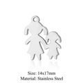 Anhänger aus silbernem Edelstahl mit Mutter-Kind-Silhouette in der Größe 14x17mm - Mutter und Tochter Händchenhaltend Anhänger (Pendant Only) (JN329-1)