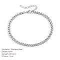Bracelet de cheville gourmette en acier inoxydable argenté de 4 mm pour femme réglable - 20+3CM / Argent