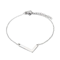 Bracciale minimalista in acciaio inossidabile argento con catena sottile e ciondolo a V - Stile Lettera L (KB116126-K)