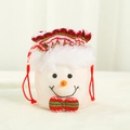 Christmas snowman plush drawstring gift bag with striped knitting and 3D doll features - Small Snowman Apple Bag