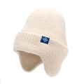 Bonnet en tricot beige avec protège-oreilles et étiquette de flocon de neige pour l'hiver - Beige