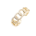 Gold Cuban link open ring for women with micro-paved cubic zirconia accents - Adjustable Open / Gold