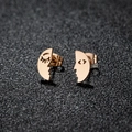 Asymmetric face outline stud earrings in rose gold finish with modern abstract design - Abstract Face / Rose Gold