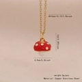 Collier en acier inoxydable doré avec pendentif champignon rouge à pois blancs - Champignon