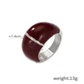 Wide stainless steel ring with deep red enamel finish, 1.4cm width and 13g weight - US 6 / Silver Red