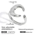 Minimalist silver stainless steel irregular C-shaped open ring for women jewelry - Irregular Moon Style (JDR0306056-S) / Silver