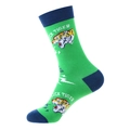 Green and navy mid-calf cotton socks featuring Luck Tiger pattern and lightning design - 892 Tiger Green
