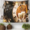 Arazzo di Capodanno con champagne e fuochi d'artificio su sfondo di cemento - 150x130cm / Tema di Capodanno-SD30