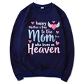 Dunkelblauer Mama Est 2025 Hoodie mit bunten Herzflügeln und Grafikdruck in M - S / Marineblau