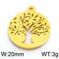 Pendentif arbre de vie doré en acier titane, rond évidé, 20 mm de large et 3 g de poids - Pendentif Arbre de Vie Creux Or (KLJ5794-Z)