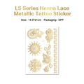 Golden mandala lace henna tattoo sticker LS-002, metallic bohemian style, 14.5x21cm size - Mandala Paisley Lace Style (LS-002)