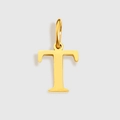 Ciondolo lettera T in acciaio inossidabile placcato oro 18K lucido per collane fai da te - Lettera T (ZP30271) / Argento