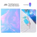 Adesivi per unghie aurora J05 con finitura ovale iridescente dai riflessi blu-viola - Forma Ovale (J05)