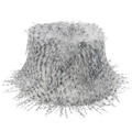 Winter faux fur bucket hat with long gradient ostrich hair texture in white and black - M (56-58cm) / Black & White