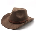Chapeau de cowboy western marron en daim avec bande en cuir gaufré et rivet en métal rétro - M (56-59cm) / Marron (Daim)