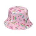 Rosa Sonnenhut mit süßem Einhorn- und Dessert-Druck für Damen im Sommer - Rosa Einhorn Süßigkeiten