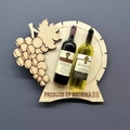 Miniature wooden wine rack magnet featuring Georgia wine bottles and grape engraving - 2 Bottles Grapes Style