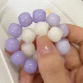 Exquisite lavender and creamy white square beaded bracelet with a jelly finish aesthetic - S068 - Bracelet [gradient Purple] Acrylic Material #sz546