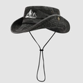 Cappello da trekking in denim nero con ricamo di montagna e cinturino regolabile - Taglia unica / Nero