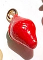 Red strawberry fruit charm pendant with gold metal ring for DIY jewelry making - Strawberry