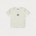 Dettaglio del logo a stella crociata su t-shirt aderente corta bianca elasticizzata - XS / Bianco neve
