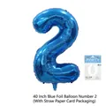 Blue number 2 foil balloon 40 inch with paper card packaging for birthday party decor - Number 2 / 40 Inch / Blue