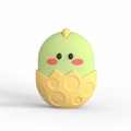 Green and yellow cartoon chick silicone ice roller for facial massage and skin care - Chicken