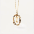 Gold necklace with colorful zircon stones and letter Z pendant on a white background - Gold Z