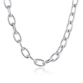 Collana a grandi maglie ovali in acciaio inossidabile argento lucido e brillante - Collana / Color Acciaio