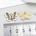 Enamel butterfly charm in black and white with gold-tone alloy trim for DIY jewelry - 1Pc Black & White Drip Oil Butterfly / 15*22mm