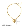 Dettagli del ciondolo a cuore in acciaio dorato 18K con dimensioni e catena a serpente regolabile - Cuore