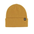 Winter mustard yellow ribbed knit beanie featuring a classic cuffed brim and square logo patch - Single Hat - Yellow