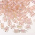 Pink cylindrical acrylic beads with rainbow luster for DIY jewelry making - Pink Plated Cylindrical (50pcs)