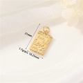 Dettaglio di un ciondolo love placcato oro 14K con zircone e dimensioni incluse - Rettangolare Love / Oro