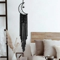 Handmade black moon macrame dream catcher with long tassels and decorative bead - Black Moon + Natural Stone / Black