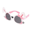 Cute bunny-shaped kids sunglasses in pink and white with decorative 3D rabbit ears - White Rabbit Sunglasses
