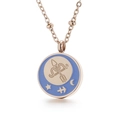 Rose gold Sagittarius zodiac coin necklace with blue enamel and stainless steel chain - Sagittarius (KN196869-K)