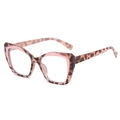 Pink and tortoise TR90 square anti-blue light glasses with oversized floral frame - Pink Leopard Print