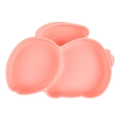 Pink elephant-shaped silicone baby plate with divided sections for toddler feeding - Y12 Single Plate (Pink/Elephant)