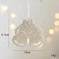 Sparkling silver glitter Christmas double bell ornament with bow and dimensions 10x8.5cm - Bell